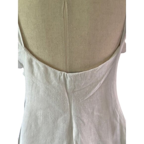 ASOS Design NWT Women's Linen Blend Mini Swing Tie Straps White Sundress Size 12 - Picture 10 of 16